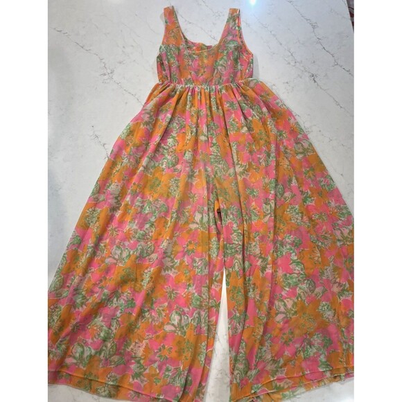 GMC Union Made Vintage 60's Sheer Jumpsuit Nightie Lingerie Psychedelic Flower - Picture 2 of 9